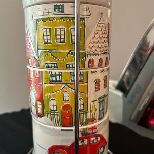 Festive Stacking Tea Cups with Holiday Village Design
